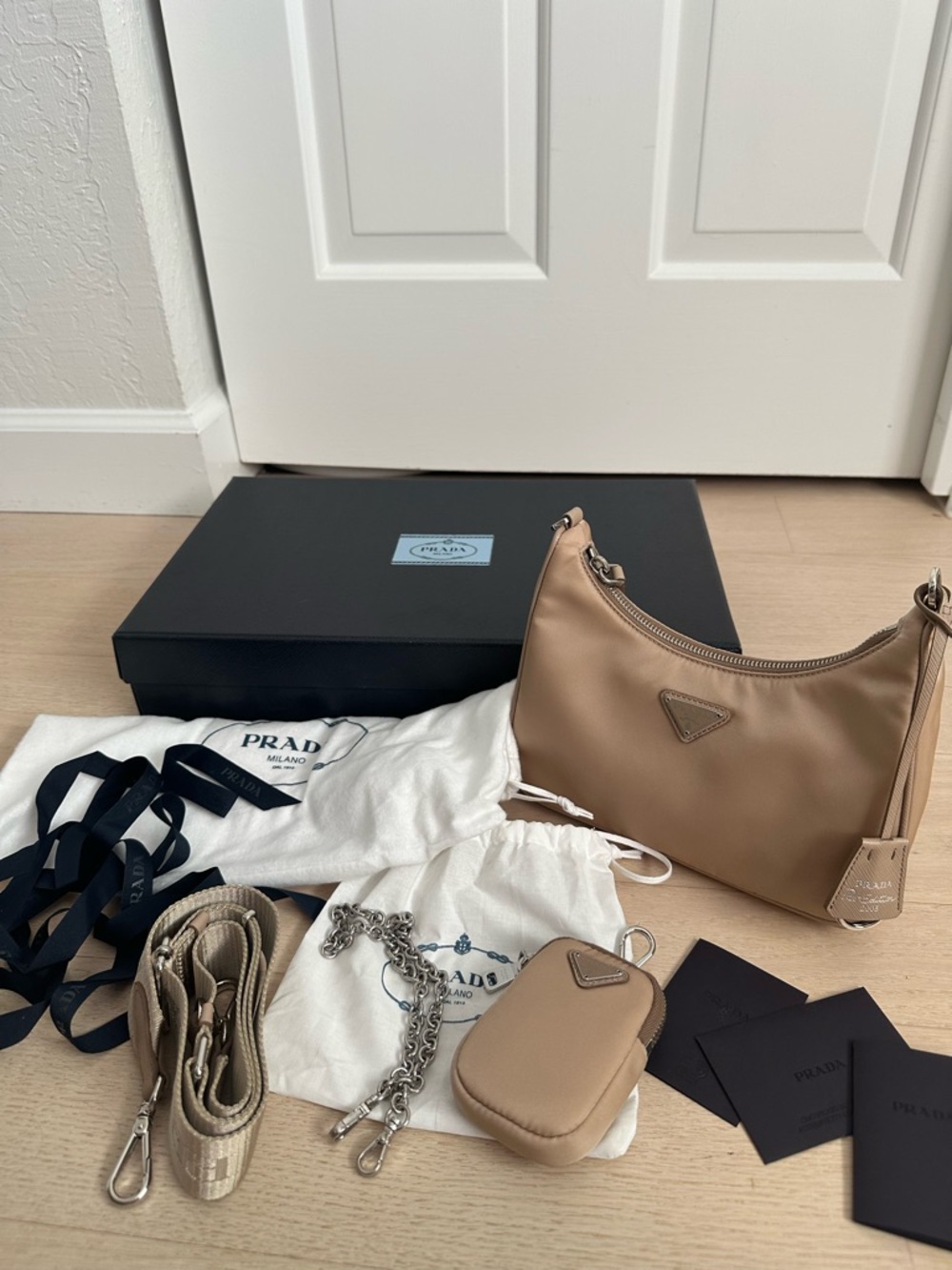 NIB Prada Re Edition 2005 in Cammeo Nylon